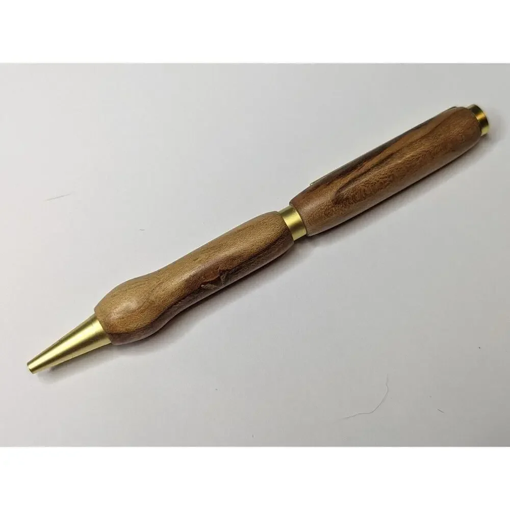 Slimline Twist Pen Satin Gold Finish Spalted‎ Maple Body Hand Turned Pen